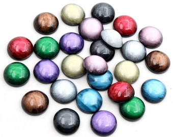 New Fashion 40pcs 12mm Mix Colors Stylish Color Brushed Style Flat back Resin Cabochons Cameo