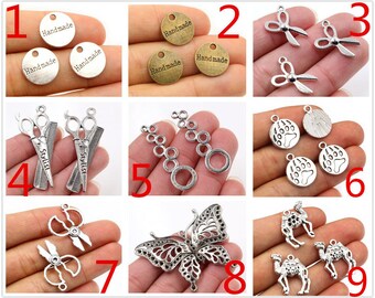 Fashion Alloy Metal Scissors  Butterfly Antique Silver Small Cute Charms Pendant for Neckalce Bracelet DIY Jewelry Making