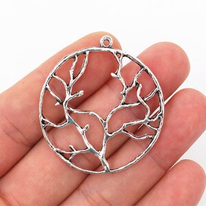 10pcs 40mm Antique Silver and Bronze and Gold Colors Plated Tree Style Handmade Charms Pendant:DIY for bracelet necklace image 4