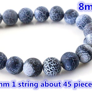 4mm 6mm 8mm 10mm Natural Volcanic Stone Navy perles blanches en pierre ronde pour les bijoux faisant gros et détail image 4