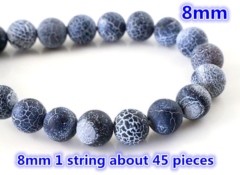 4mm 6mm 8mm 10mm Natural Volcanic Stone Navy perles blanches en pierre ronde pour les bijoux faisant gros et détail image 4