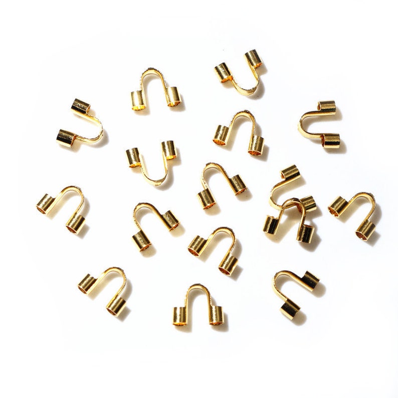 50pcs Stainless Steel Gold Color Wire Protectors Guard Guardian Protectors Loops U Shape Clasps Connector For Jewelry Making Stainless Steel Gold