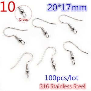 Never Fade 50-100pcs/lot 316 Stainless Steel Earring Hooks Earwire Clasp Hook for Earrings DIY Jewelry Making Supplies Findings 10: 20x17mm 100pcs c