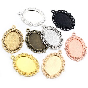 10pcs 18x25mm 13x18mm 20pcs Inner Size 6 Colors Plated Classic Style Cameo Cabochon Base Setting Charms Pendant necklace findings