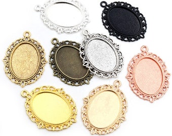 10pcs 18x25mm 13x18mm 20pcs Inner Size 6 Colors Plated Classic Style Cameo Cabochon Base Setting Charms Pendant necklace findings