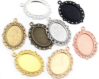 10 pièces 18x25 mm 13x18 mm 20 pièces taille intérieure 6 couleurs plaqué style classique camée cabochon base réglage charmes pendentif collier résultats