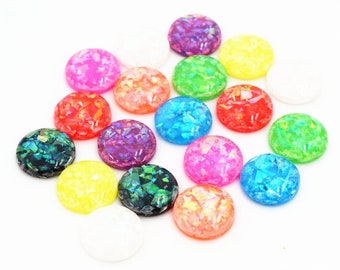 14 16 18 20mm 20 pcs/Lot Mix Colors Built-in Real Shells Style Flat back Resin Cabochons Fit 14 16 18 20mm Cameo Base Cabochons