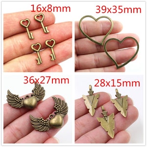 Fashion Antique Bronze Plated Heart Owl Key Charms Pendant for Necklace Bracelet DIY Jewelry Making Supplies image 3