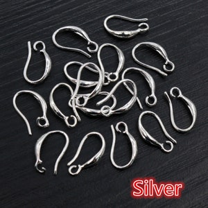 Haute qualité 15x9mm 20pcs Classique 7 Couleurs Plaqué Laiton Français Boucle doreilles Crochets De Fil Réglages Paramètres de base Vente entière Silver