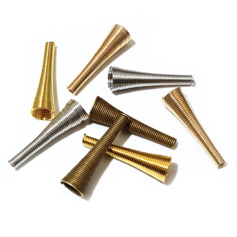 15pcs Metal Spring Funnel Shape Spacer Beads Caps DIY Beading Supplies Cone Spring Coil End caps For Jewelry Makings Accessories Random mix