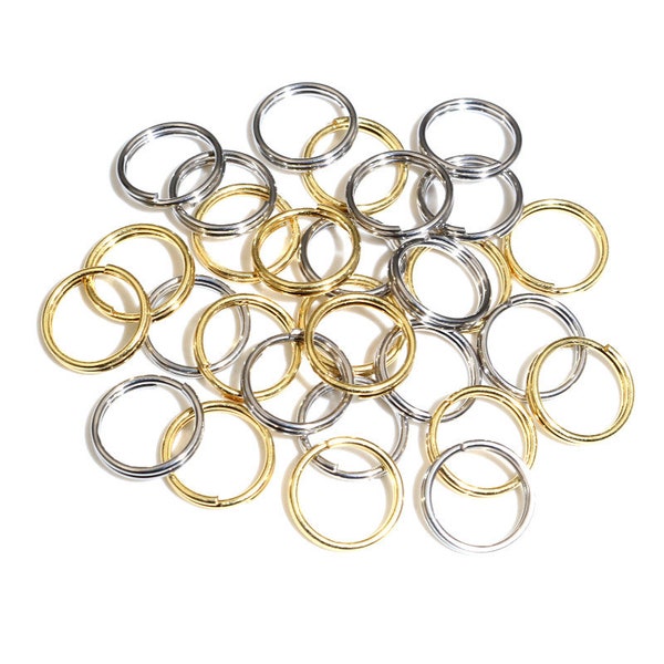 50 / 100pcs 4-12mm en acier inoxydable ouvert Double anneaux de saut pour clé Double Split Rings Connecteurs Bricolage Artisanat Fabrication de bijoux