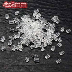 400pcs 53mm And 42mm plastic Earring Back Plug Cap Nail Accessories Anti-allergic Anti-inflammatory DIY Jewelry Accessories 4x2mm Column type