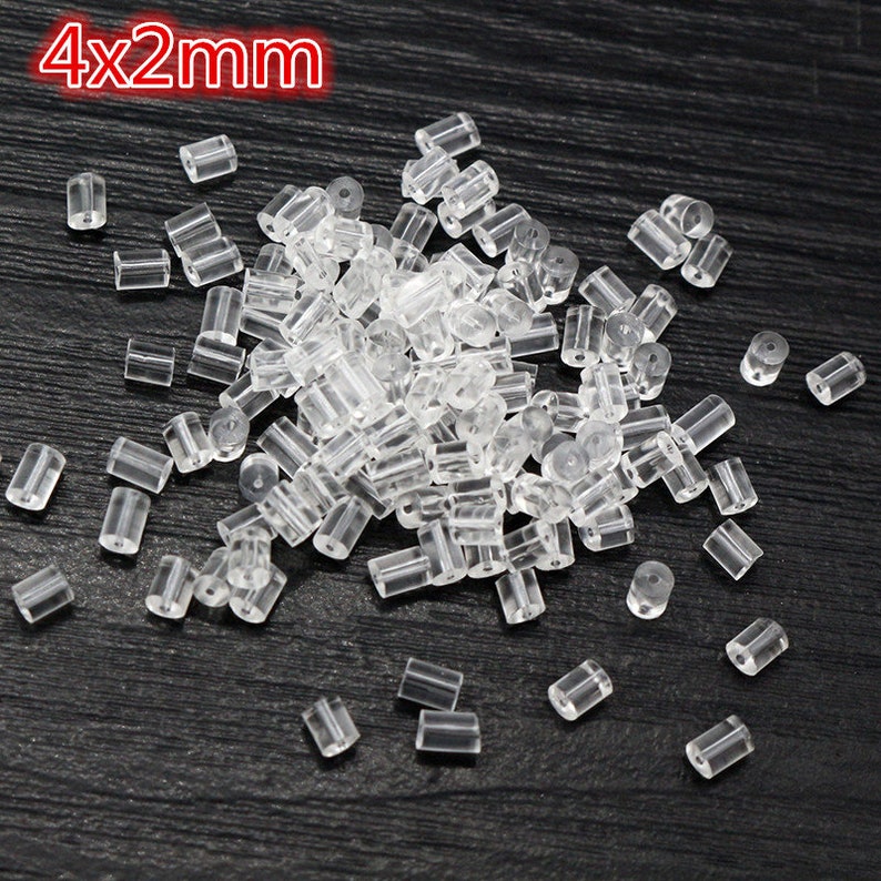 400pcs 53mm And 42mm plastic Earring Back Plug Cap Nail Accessories Anti-allergic Anti-inflammatory DIY Jewelry Accessories 4x2mm Column type