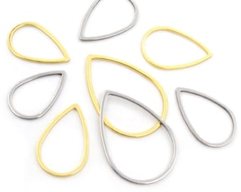 20 Stück 13x21mm 16x26mm 22x32mm Edelstahl Gold Wassertropfen Geschlossener Rahmen Tropfen Ringe für DIY Ohrringe Schmuckherstellung Zubehör