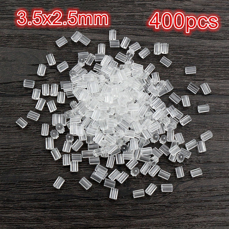 400pcs 53mm And 42mm plastic Earring Back Plug Cap Nail Accessories Anti-allergic Anti-inflammatory DIY Jewelry Accessories 3.5x2.5mm tube type