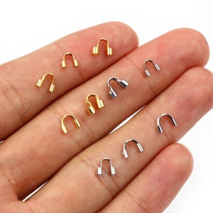 50pcs Stainless Steel Gold Color Wire Protectors Guard Guardian Protectors Loops U Shape Clasps Connector For Jewelry Making image 4