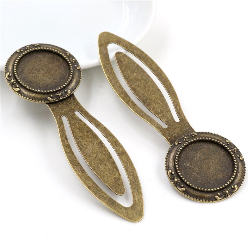 5pcs 18mm Inner Size Antique Silver and Bronze vintage Style Handmade Bookmark Cabochon Base Cameo Setting image 5