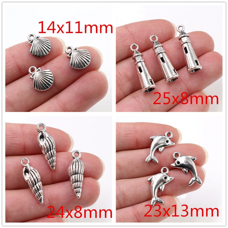 30/12/10/15pcs Antique Silver Shell Charm Pendant for Jewelry Making image 3
