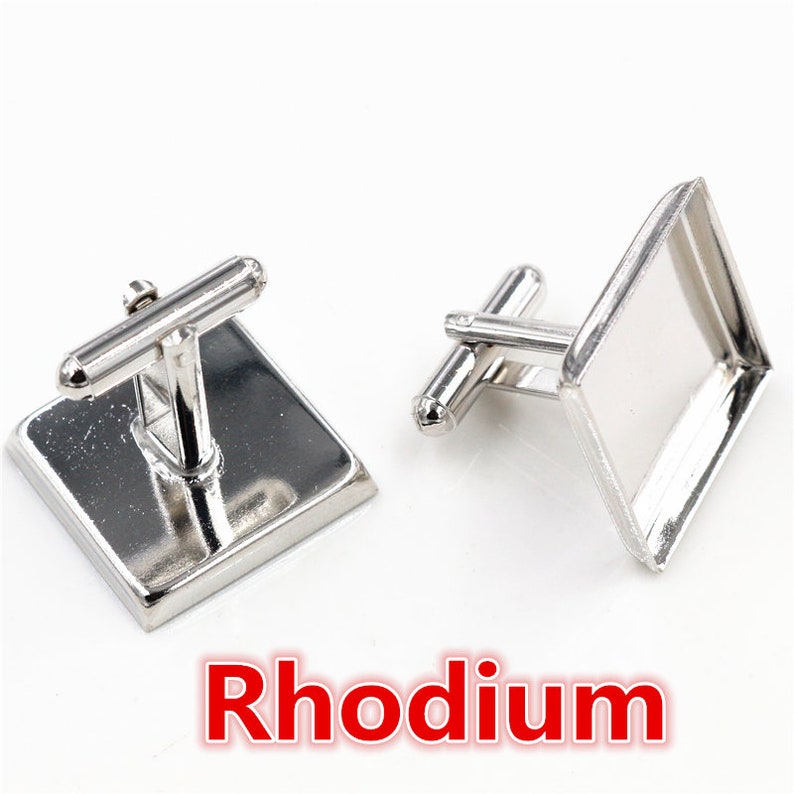 16/18/20mm 10pcs Bright Silver Rhodium Bronze Plated Copper Cufflink Square Base Cuff Link Settings Cabochon Cameo Base zdjęcie 4