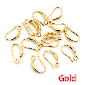 Haute qualité 15x9mm 20pcs Classique 7 Couleurs Plaqué Laiton Français Boucle doreilles Crochets De Fil Réglages Paramètres de base Vente entière Gold