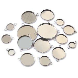 10 / 20 Stück 8-30 mm Innengröße Edelstahl One Loop Doppel Lioops Anhänger Cabochon Blank Base Setting Tray DIY Schmuckzubehör