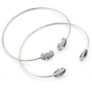 2 st passar 12 mm rund glascabochon 316 rostfritt stål superflexibel armbandsbas armband blank bricka bezelinfattning