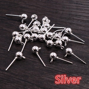 50pcs/lot 3/4/5mm 6 Colors Pin Findings Stud Earring Basic Pins Stoppers Connector For DIY Jewelry Making Accessories Supplies image 3