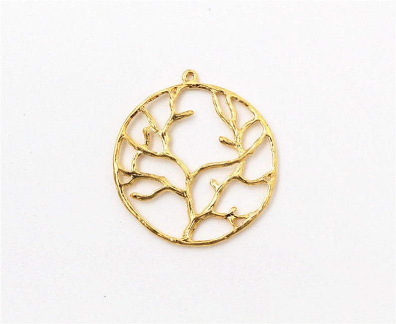 10pcs 40mm Antique Silver and Bronze and Gold Colors Plated Tree Style Handmade Charms Pendant:DIY for bracelet necklace image 2