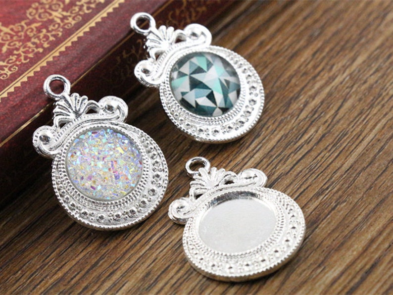 20pcs 12mm Inner Size 5 Colors Fashion Style Cabochon Base Cameo Setting Charms Pendant zdjęcie 4