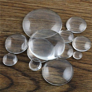 6mm 8mm 10mm 12mm 14mm 16mm 18mm 20mm 25mm 30mm 35mm 40mm Round Flat Back Clear Glass Cabochon, High Quality,Wholesale Promotion image 1