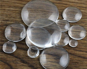 Cabochon rond en verre transparent à dos plat 6 mm 8 mm 10 mm 12 mm 14 mm 16 mm 18 mm 20 mm 25 mm 30 mm 35 mm 40 mm, haute qualité, promotion en gros