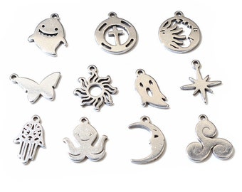 30pcs Stainless Steel Small Charms Ghost Moon Butterfly Star Cute Pendant Charm DIY Jewelry Making Accessories Necklace Bracelet