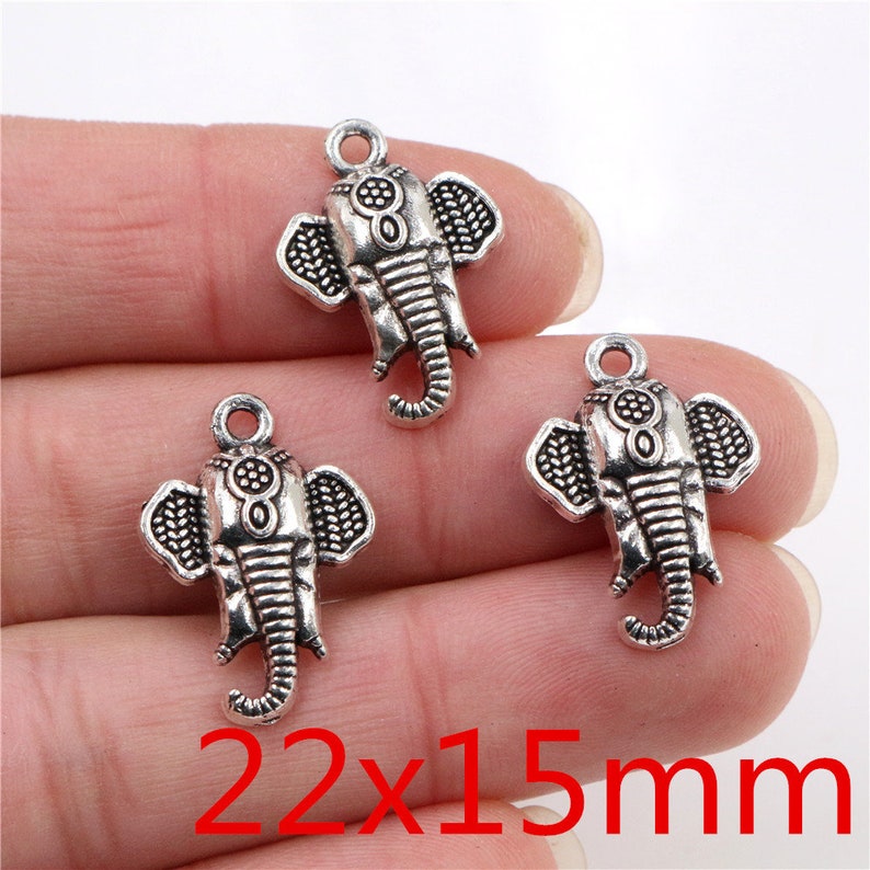 1/10/2/8/15pcs 60x55/25x21/13x12/45x40mm Antique Silver and Bronze Plated Elephant Handmade Charms Pendant:DIY for bracelet necklace image 4