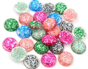 40pcs/lot 12mm Mix Colors Transparent Flowers Flat Back Resin Cabochon For Bracelet Earrings Accessories