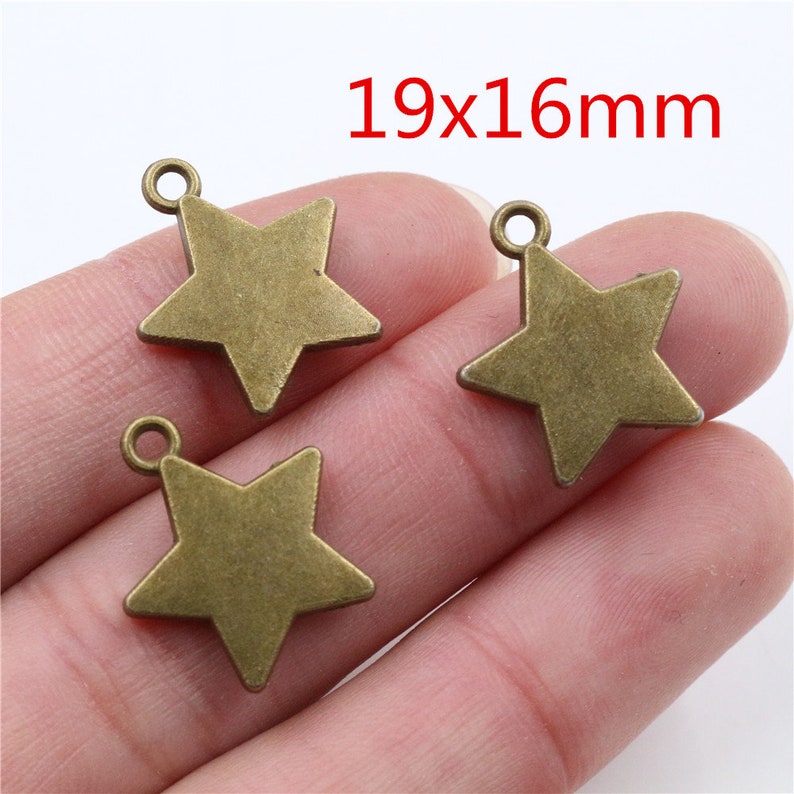 30/10/pcs 15x12/19x16/27x22/31x21mm Five-pointed Star Charm Pendant image 3