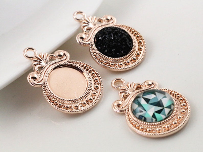 20pcs 12mm Inner Size 5 Colors Fashion Style Cabochon Base Cameo Setting Charms Pendant image 5