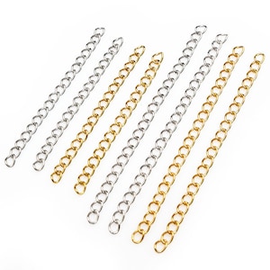 50pcs 4x3mm 50/70mm Length Stainless Steel Bulk Necklace Extension Chain Tail Extender Bracelet Chains For DIY Jewelry Making