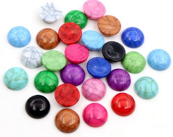 40 Stks/partij 8Mm 10Mm 12Mm Mix Crack Kleuren Natuurlijke Gebarsten Stijl Plat Hars Cabochons Voor Armband oorbellen Accessoires