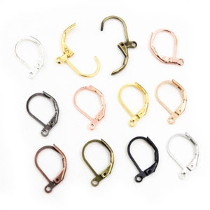 1510mm 50pcs High Quality 6 Colors Plated Brass French Earring Hooks Wire Settings Base Settings Whole Sale image 2