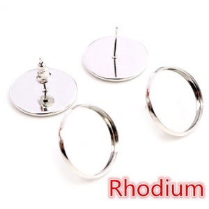 6mm 8mm 10mm 12mm 14/16/18/20mm 8 Colors Plated High Quality Stainless Brass Earring Studswith Ear plug Base,Fit 6-20mm Glass Cabochons image 6