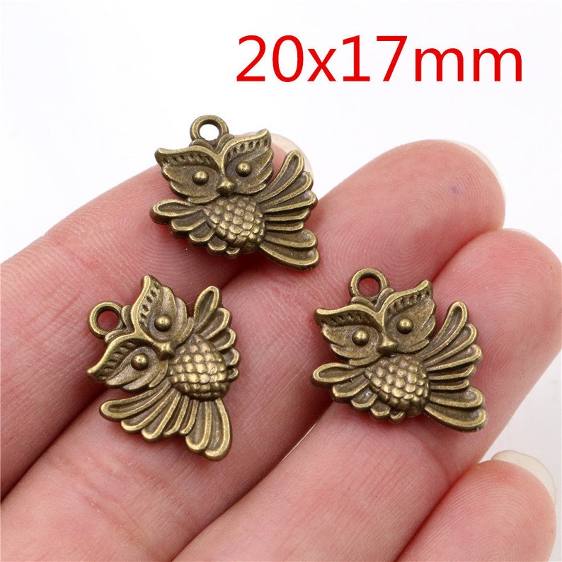 Fashion Antique Bronze Plated Heart Owl Key Charms Pendant for Necklace Bracelet DIY Jewelry Making Supplies image 4