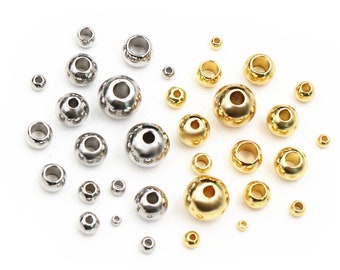 2-8mm Stainless Steel Gold Color Spacer Beads Charm Loose Bead DIY Bracelets Necklace DIY Jewelry Making Findings Charms