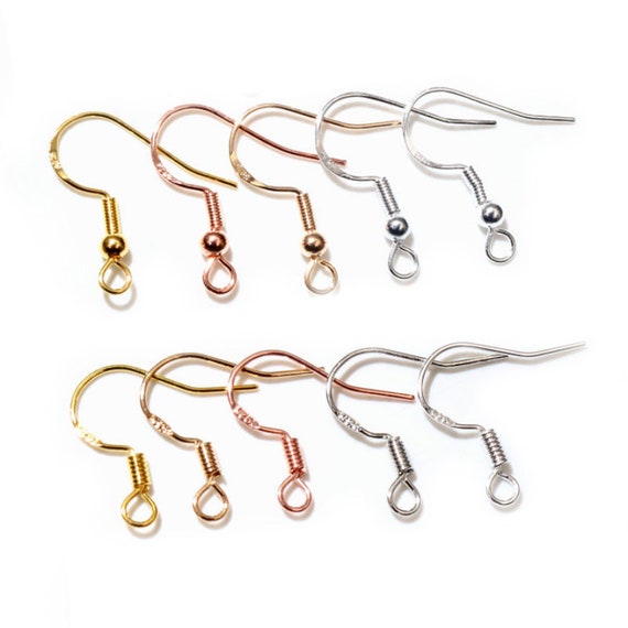 50pcs 2-Styles 925 Sterling Silver Plated Gold Rhodium Earrings Hooks Findings for DIY Earring Jewelry Making Accessories