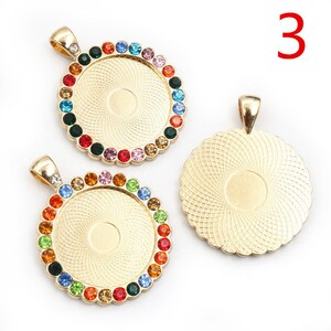 5 stks 25mm Binnenmaat Zilver en Antiek Brons en Rose Goud Strass Cameo Cabochon Base Setting Charms Hanger afbeelding 5