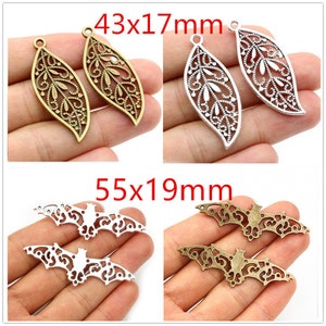 3/10/15/30pcs Antique Silver/Bronze Bird Deer Leaf Handmade Charms Pendant:DIY Jewelry Making Findings for Bracelet Necklace image 3