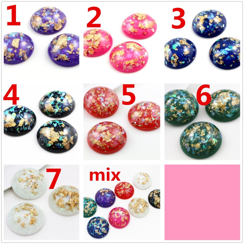 New Fashion 10pcs 25mm 7 Color Shell Fashion Style Flat Back Resin Cabochons Cameo Fit 25mm Cameo Setting Bracelet Tray Earrings image 2