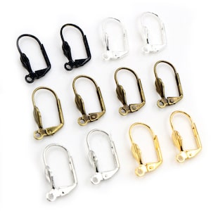 1711mm 50pcs High Quality 5 Colors Plated Brass French Earring Hooks Wire Settings Base Settings Whole Sale image 1