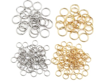 200 unids/lote 3-10mm Acero inoxidable Color dorado resultados de la joyería DIY anillos abiertos y anillo dividido para la fabricación de joyas