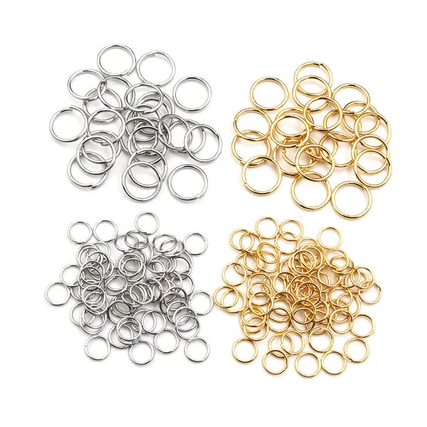 200 unids/lote 3-10mm Acero inoxidable Color dorado resultados de la joyería DIY anillos abiertos y anillo dividido para la fabricación de joyas