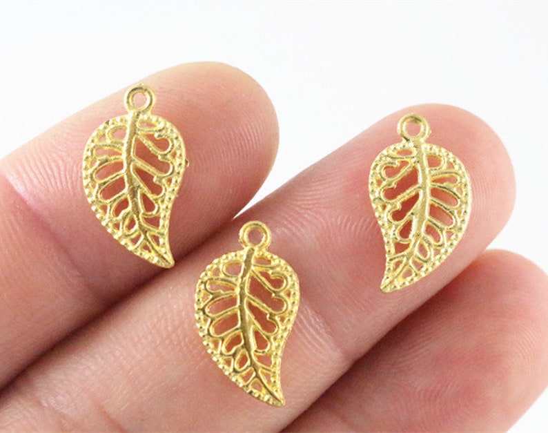 40pcs 17x10mm Antique Silver and Bronze and Gold Colors Plated Leaf Style Handmade Charms Pendant:DIY for bracelet necklace image 4